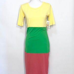 LuLaRoe Julia block tri color knit dress NWT